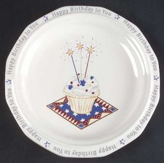 Pfaltzgraff Heritage White Happy Birthday Luncheon Plate, Fine China Dinnerware