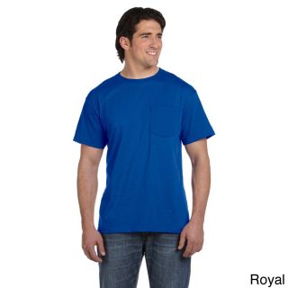 Fruit Of The Loom 5.6 ounce 50/50 Best Pocket T shirt Blue Size XXL