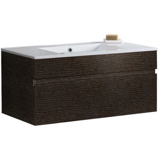 VIGO 35.75 in x 18.125 in Wenge Integral Single Sink Bathroom Vanity with Vitreous China Top