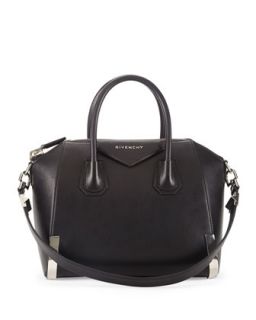 Antigona Small Waxy Leather Satchel Bag, Black   Givenchy