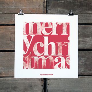 hand stamped 'merry christmas' paper print by coulson macleod