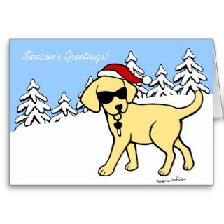 Cool Yellow Labrador Cartoon Christmas Cards