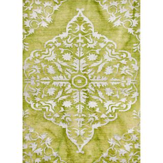 Hand knotted Transitional Tone On Tone Pattern Green Rug (5 X 8)