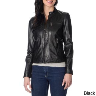 Bernardo Bernardo Womens Petite Stitch And Zipper Detail Leather Jacket Black Size P/XS (2P)