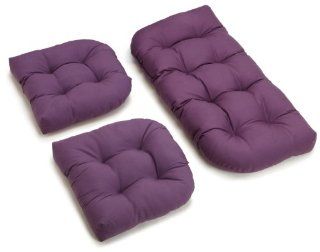 Blazing Needles Twill Settee Group Cushions, Grape, Set of 3   Patio Furniture Cushions