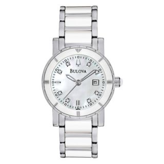 Ladies Bulova Mother of Pearl Stainless Steel and Ceramic Watch Model