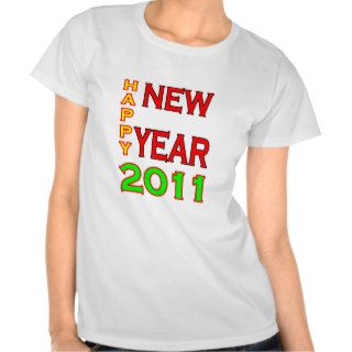 Happy New Year 2011 Green Red T Shirts
