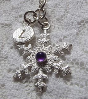 personalised silver snowflake necklace by lucy kemp jewellery
