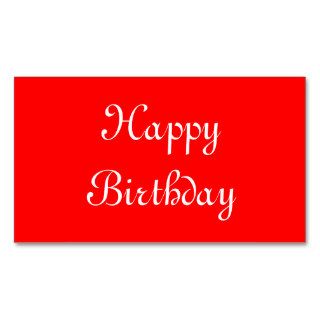 Happy Birthday. Red and White. Custom Business Card Templates