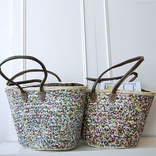 gueliz multicoloured sequinned beach basket by skoura