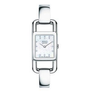 Ladies ESQ Movado Angle Diamond Accent Watch with Rectangular White