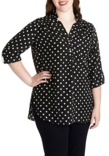 Pam Breeze ly Tunic in Black Dots   Plus Size  Mod Retro Vintage Short Sleeve Shirts