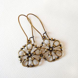 antique gold filigree flower earrings by belle ami