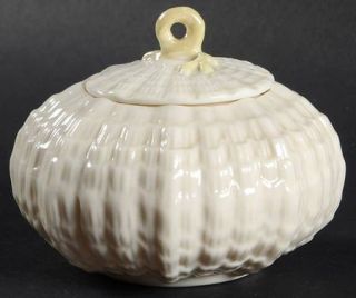 Belleek Pottery (Ireland) Tridacna Yellow Sugar Bowl & Lid, Fine China Dinnerwar