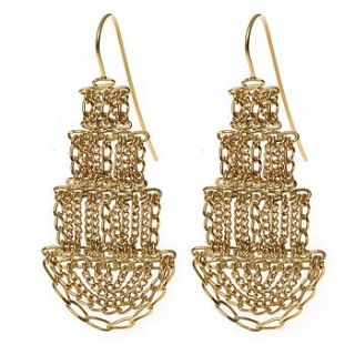 large gold pagoda earrings by kate wood jewellery