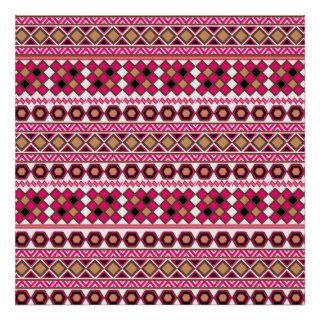 Pink Brown Bright Andes Abstract Aztec Pattern Poster