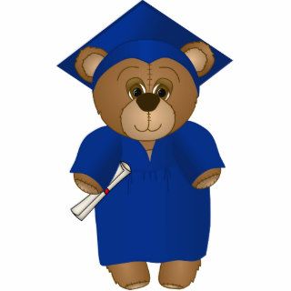 Cute Cartoon Graduate Teddy Bear in Blue Photo Cut Out
