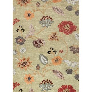 Hand tufted Transitional Floral Pattern Green Rug (2 X 3)