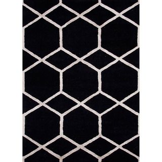 Hand tufted Contemporary Geometric Gray/ Black Area Rug (5 X 8)
