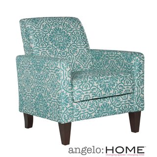 Angelohome Sutton Modern Damask Turquoise Blue Arm Chair