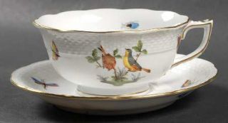Herend Rothschild Bird (Ro) Footed Cup & Saucer Set, Fine China Dinnerware   Bir