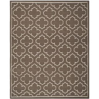 Handwoven Moroccan Dhurrie Traditional Brown Wool Rug (6 X 9)