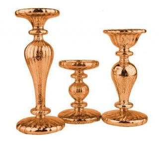 Set of 3 Mercury Glass Pillar Candleholders by Valerie —