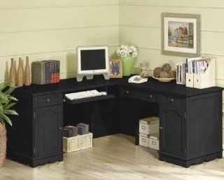 French Country 60"w Work Station, SET, BLACK  