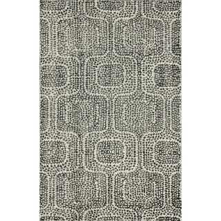 Nuloom Hand Knotted Contemporary Trellis Wool/ Viscose Black Rug (76 X 96)