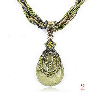Green Bohemia Crystal Rhinestone Flower Bicyclo Water drop Pendant Necklace DDStore Jewelry