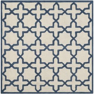 Safavieh Handmade Moroccan Cambridge Ivory/ Navy Wool Rug (6 Square)