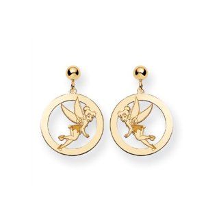 Disney's Encircled Tinker Bell Post Earrings in 14 Karat Gold Jewelry