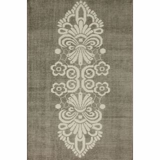 Nuloom Hand knotted Tribal Damask Ivory Wool / Viscose Rug (5 X 8)