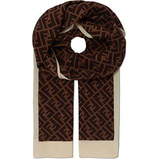 FENDI   Block edge silk logo scarf