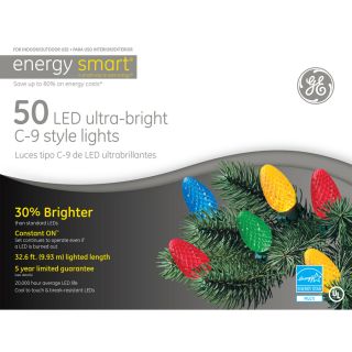GE 50 Count LED C9 Multicolor Christmas String Lights ENERGY STAR