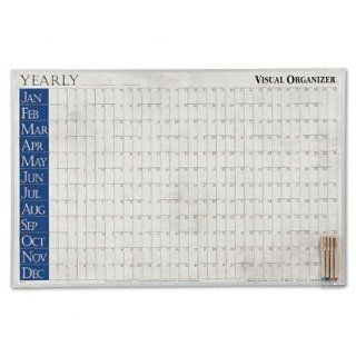 AAGVB576 Visu Board Erasable Yearly Organizer w/Comp., Markers, 40x26, Marble Gray  Office Supplies 