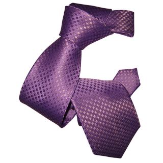 Dmitry Mens Light Purple Houndstooth Patterned Italian Silk Tie