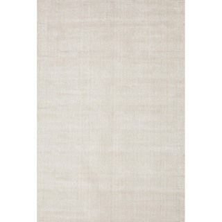 Hand loomed Solid Ivory Wool/ Silk Rug (9 X 13)