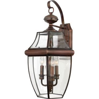 Newbury 3 light Aged Copper Glass Shade Outdoor Wall Lantern