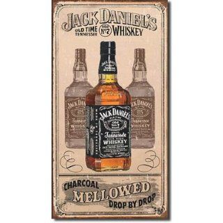 Jack Daniel's Charcoal Mellowed Whiskey Distressed Retro Vintage Tin Sign
