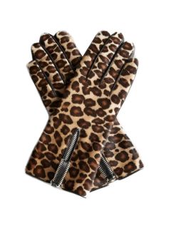 Leopard Zip Gloves by Portolano