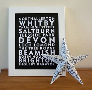 favourite destinations personalised print by little cherub design