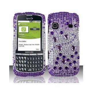 Purple Bling Gem Jeweled Crystal Cover Case for Samsung Replenish SPH M580 Cell Phones & Accessories