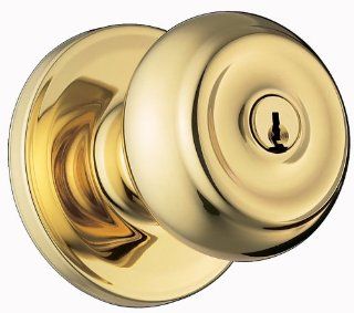 Weiser Lock GA581P3S Polished Brass Keyed Entry Phoenix Single Cylinder Keyed Entry Storeroom Knob Set from the Welcome Home Series with Kwikset SmartKey Cylinder   Doorknobs  