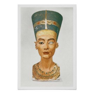Bust of Queen Nefertiti, front view, the stud Print