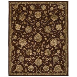 Floral Rust Wool Area Rug (86 X 116)