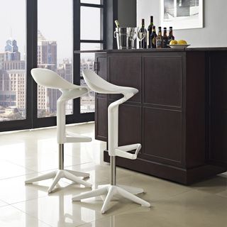 Flare White Scoop seat Adjustable Barstool