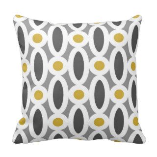 Modern Oval Links Pattern in Mustard and Grey Pillow