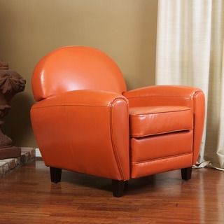 Oversized Burnt Orange Leather Club Chair