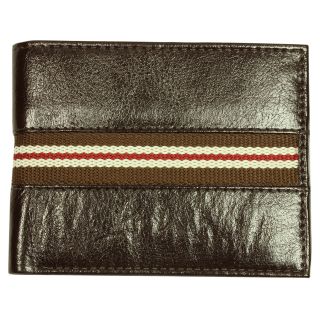 Mens Brown Single striped Bi fold Leather Wallet